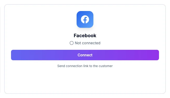 The Facebook card in the Connect Social Media window